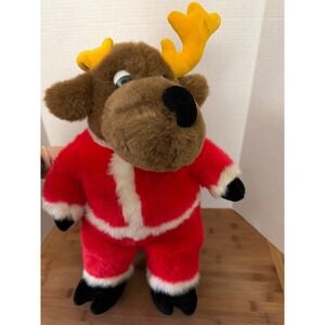 Vintage 1992 Gund Reindeer Plush Santa Claus Suit Red White Christmas 07G64